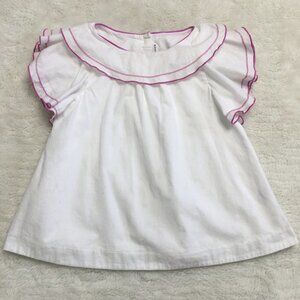 Janie and Jack Little Girls White and Purple Ruffle Blouse Size 6 Y